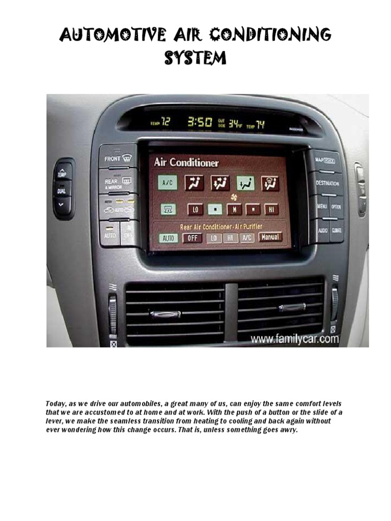 Automotive Air Conditioning System | PDF | Air Conditioning | Gas ...