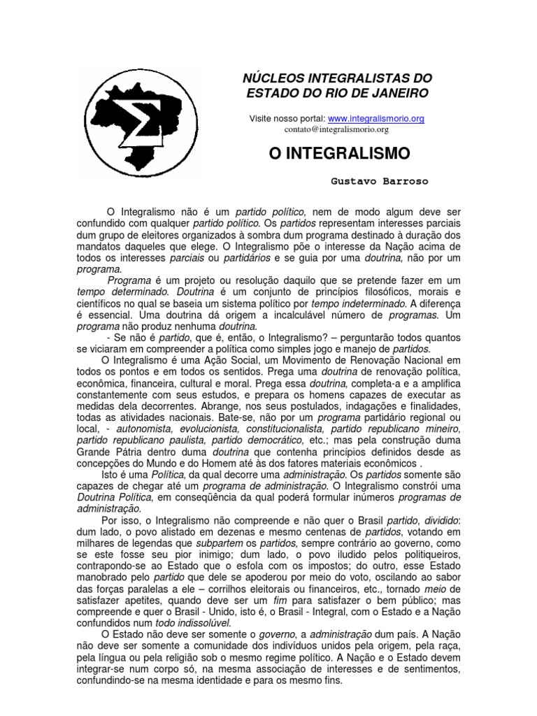 Integralismo: Doutrina e Renovação Nacional | PDF | Partidos políticos ...