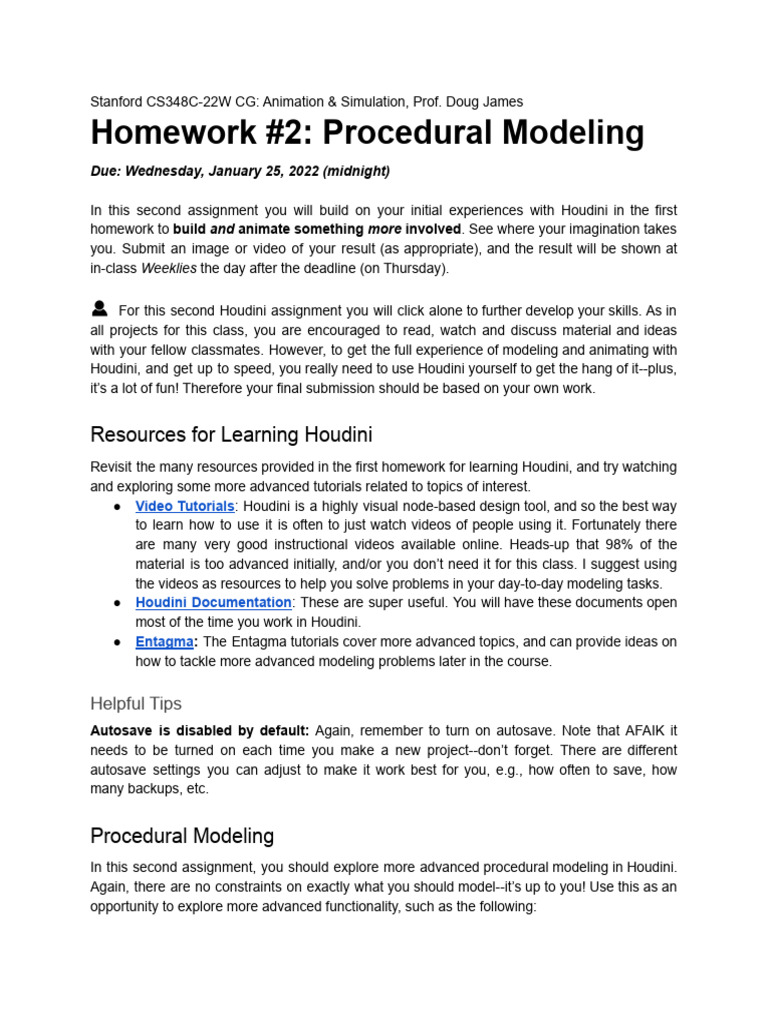 CS348C Homework 2: Houdini Modeling | PDF | Rendering (Computer ...