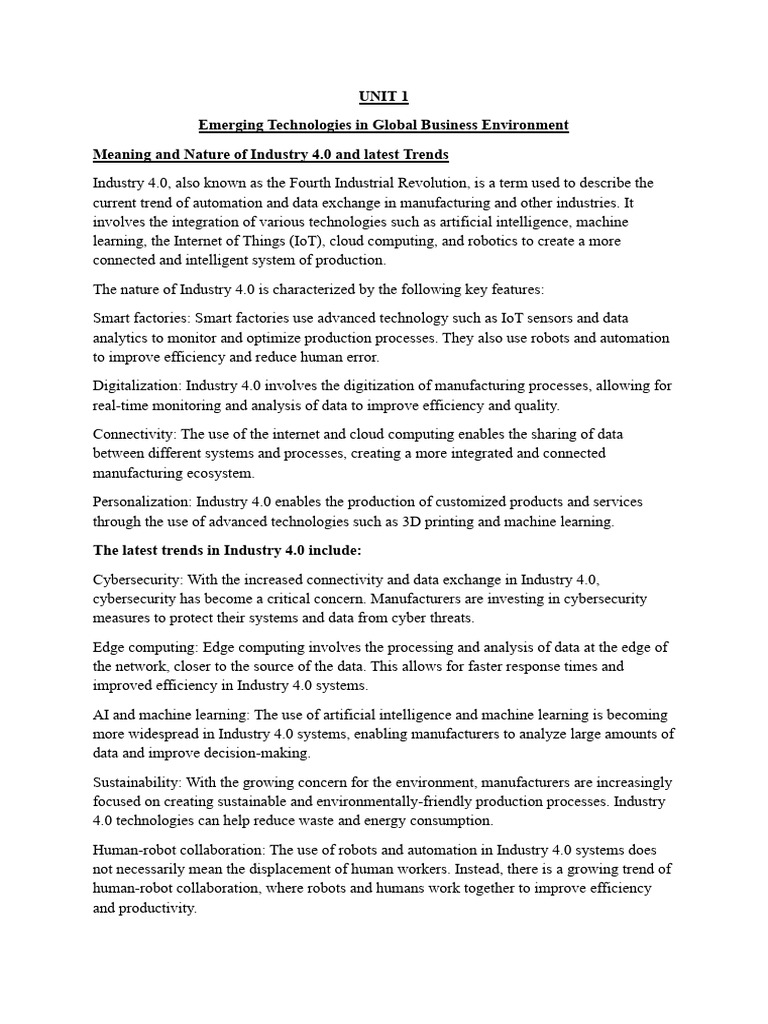 Industry 4.0 and Global Business Trends | PDF | Internet Of Things ...