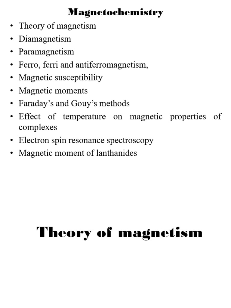 Magnetochemistry (Part I) | PDF | Magnetism | Electron