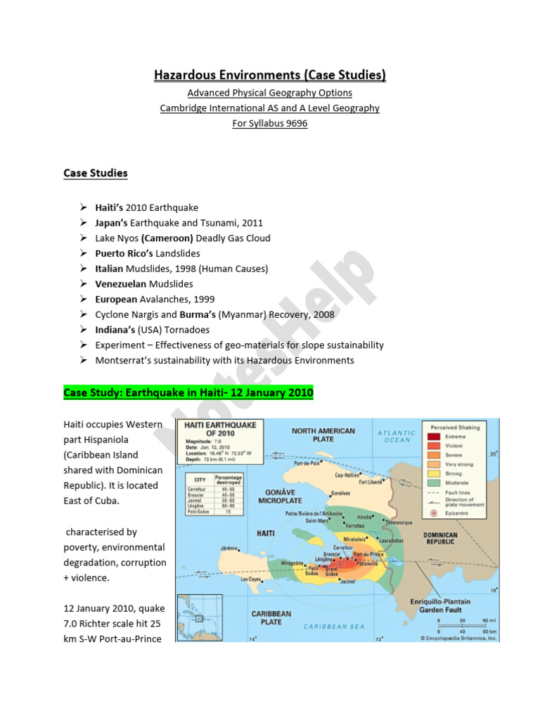 Hazardous Environments Case Studies | PDF | Earthquakes | Tornadoes