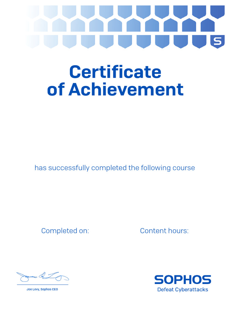 Shubham Kumar: Sophos Certification Achieved | PDF