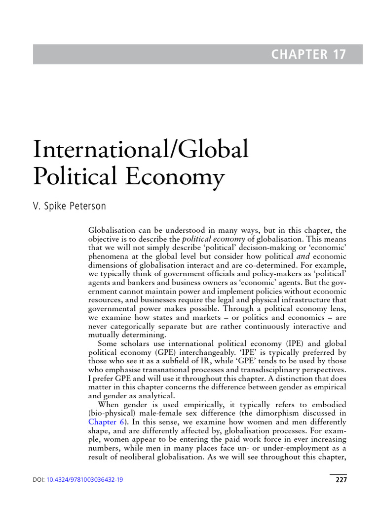Gender Dynamics in Global Political Economy | PDF | Gender Studies | Gender
