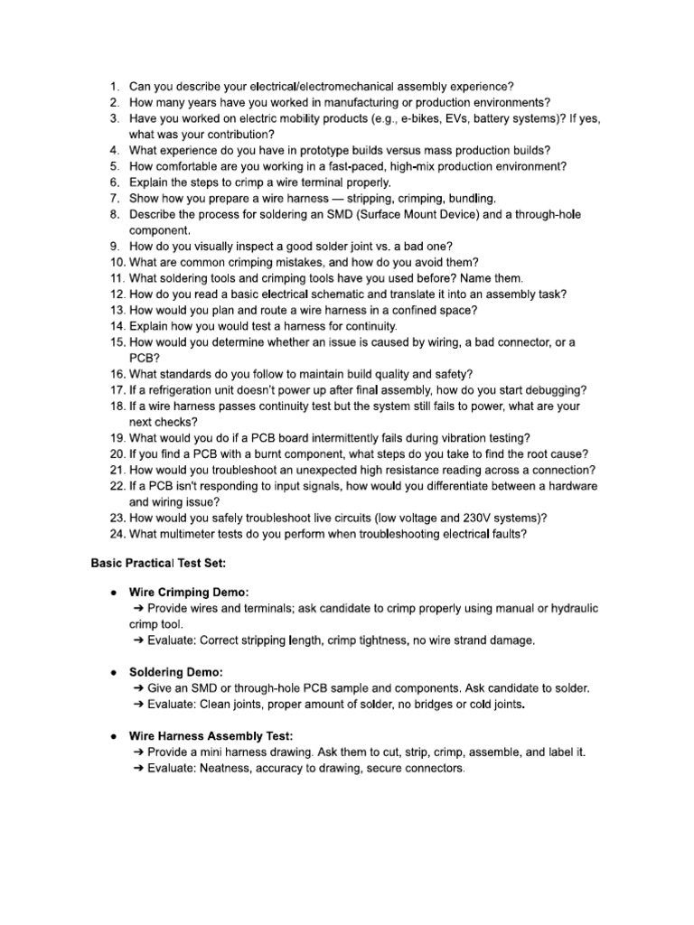 Electrician Technician Checklist | PDF