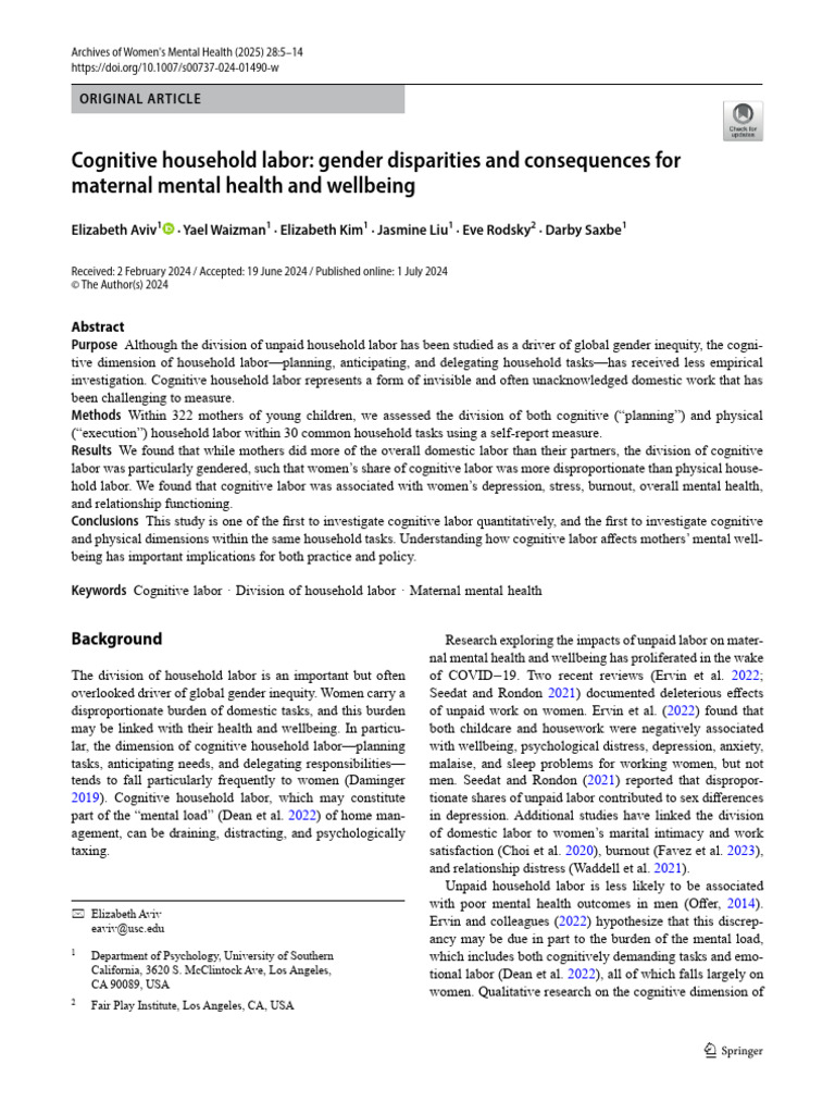 Cognitive Labor's Impact on Maternal Health | PDF | Occupational ...