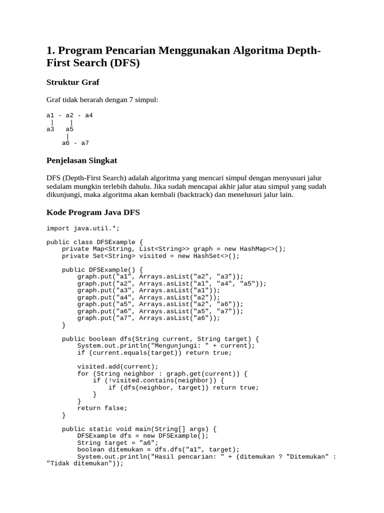 Program DFS dan BFS dalam Java | PDF