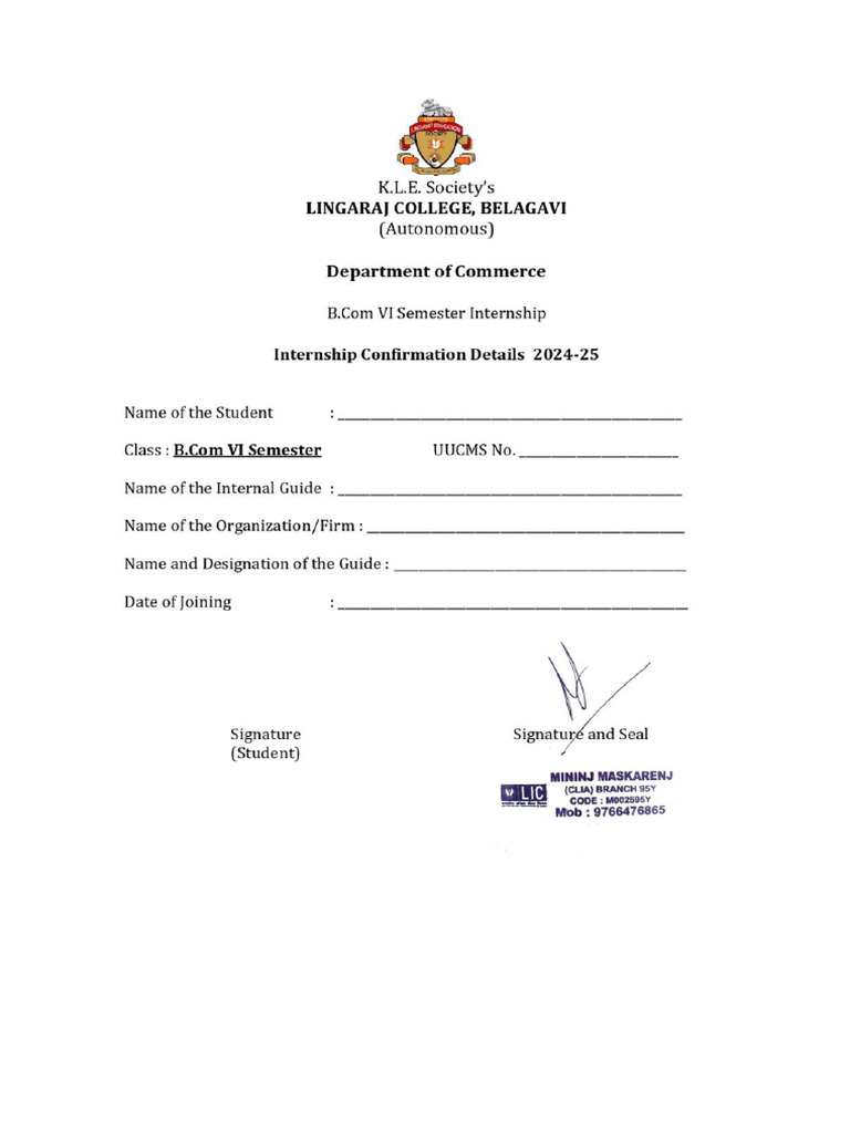 Internship Project Confirmation and Weekely Report | PDF
