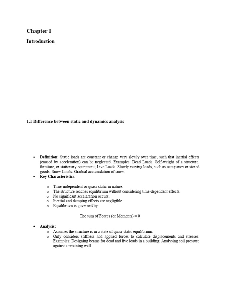 Chapter 1 Introduction Without Vibration | PDF | Structural Load ...