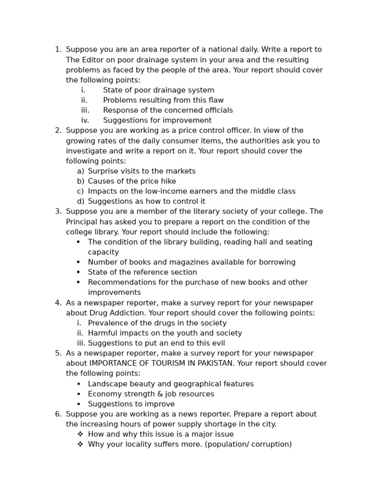 Report Writing Topics Overview | PDF | Pakistan | Economies