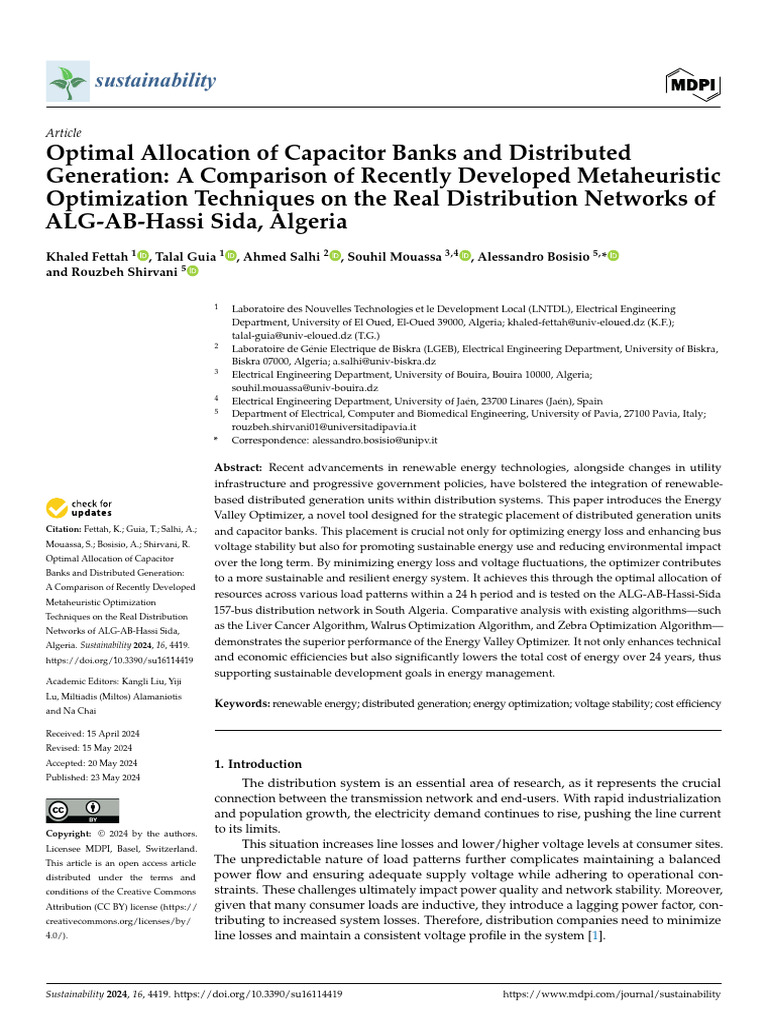 Optimal Capacitor and Generation Allocation | PDF | Distributed ...