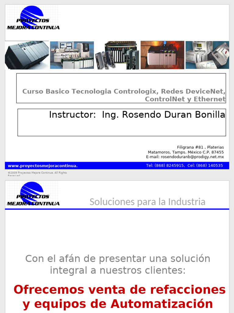 Curso ControlLogix Redes DeviceNet ControlNet Ethernet Basico | PDF ...