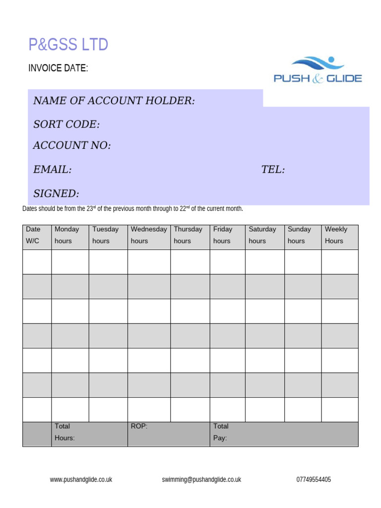 P&GSS LTD Weekly Invoice Template | PDF