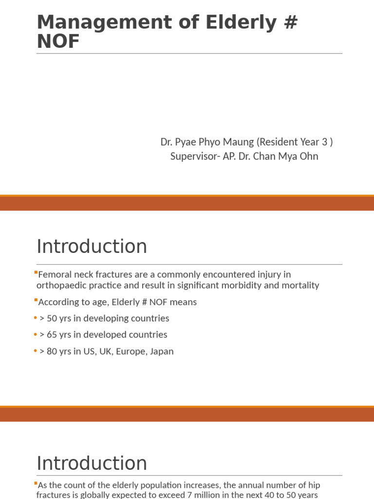 Management of Elderly Femoral Neck Fractures | PDF | Medical ...