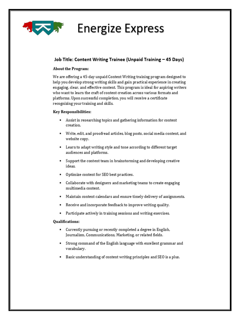 Content Writing Internship | PDF | Editing | Human Communication