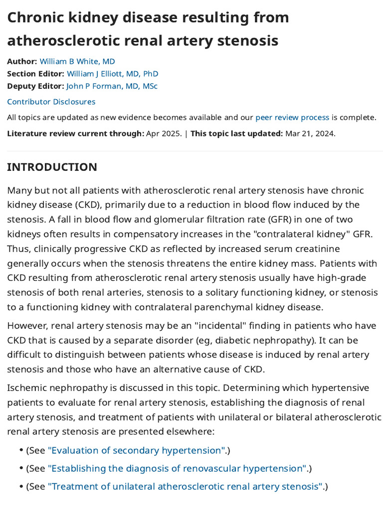UpToDate Chronic Kidney Disease Resulting From Atherosclerotic Renal ...