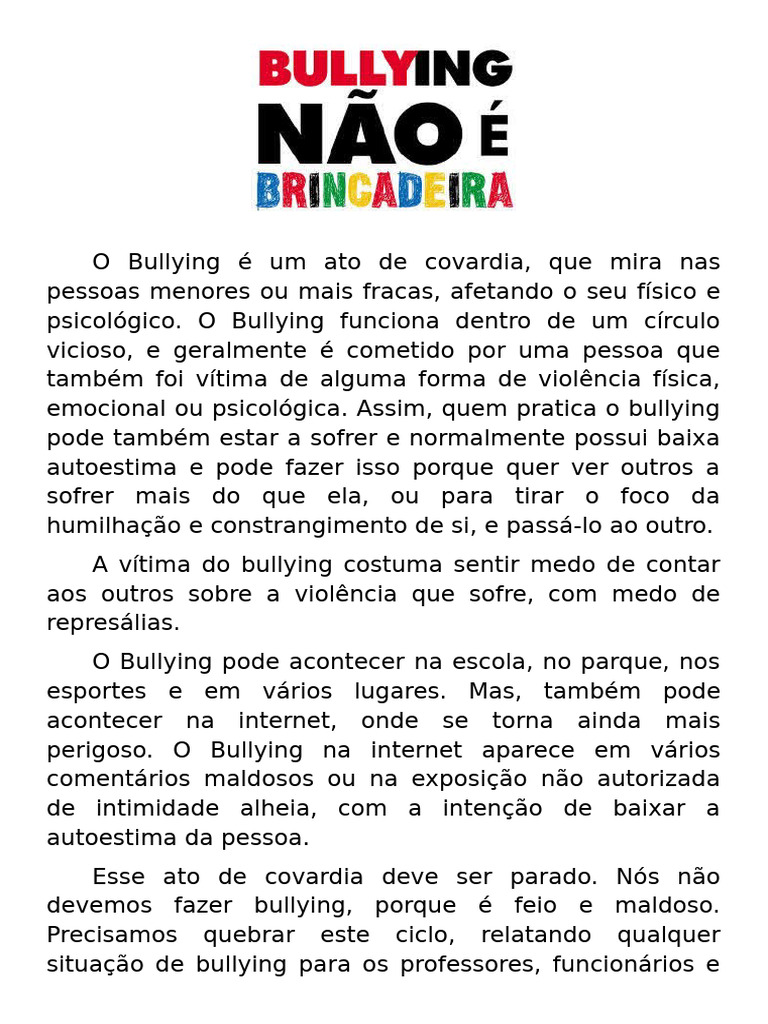 Combate ao Bullying: Conscientização Jovem | PDF