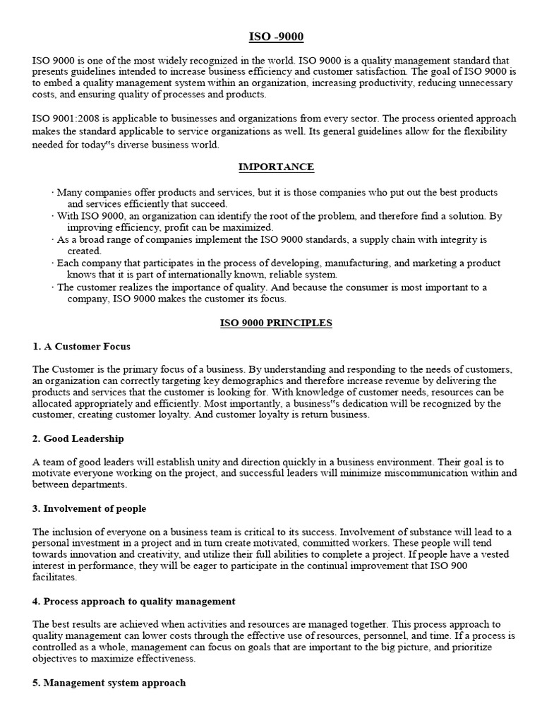 Understanding ISO 9000 Quality Standards | PDF | Lean Manufacturing ...