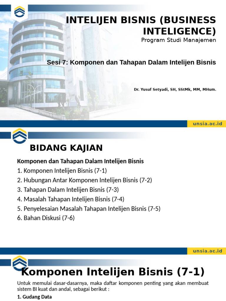Komponen dan Tahapan Intelijen Bisnis | PDF