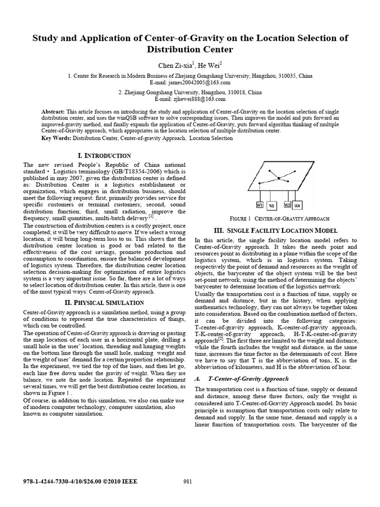 Center-of-Gravity in Distribution Center Location | PDF | Center Of ...