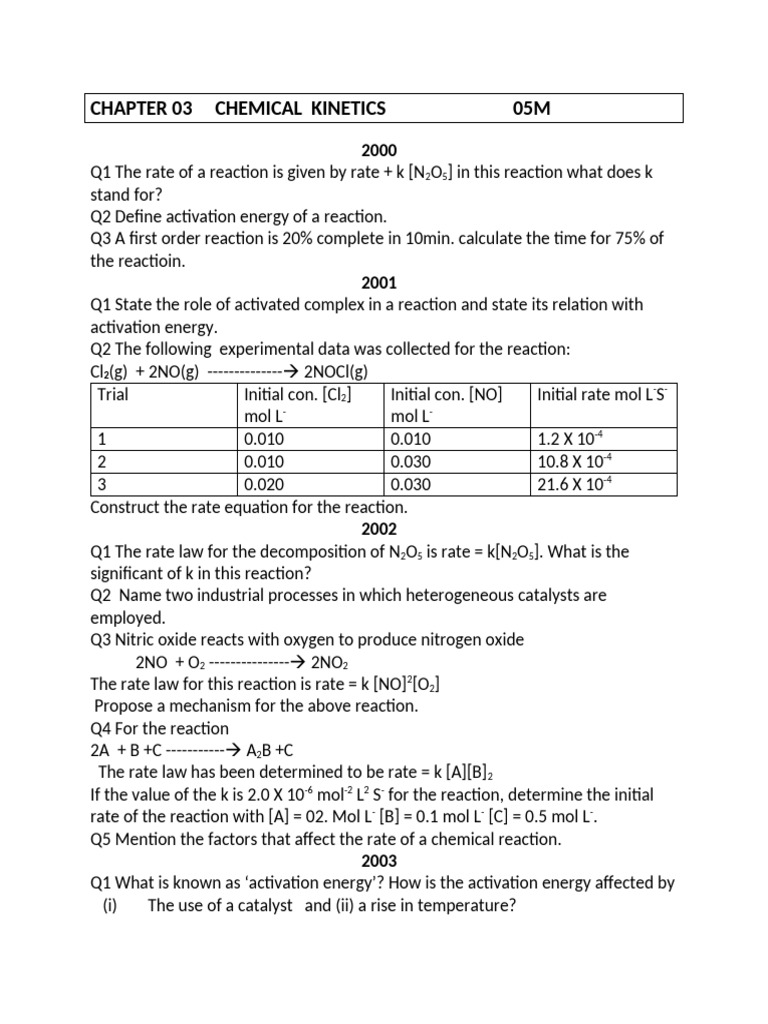 Rate Constant Units in Chemical Kinetics | PDF | Reaction Rate ...