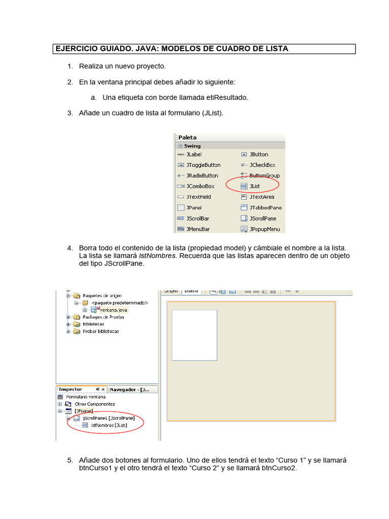Guía para Crear un Cuadro de Lista en Java | PDF | Programación de ...