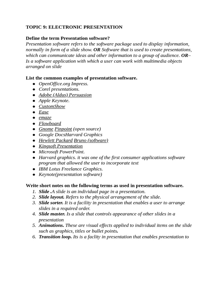 Overview of Electronic Presentation Software | PDF | Graphics ...