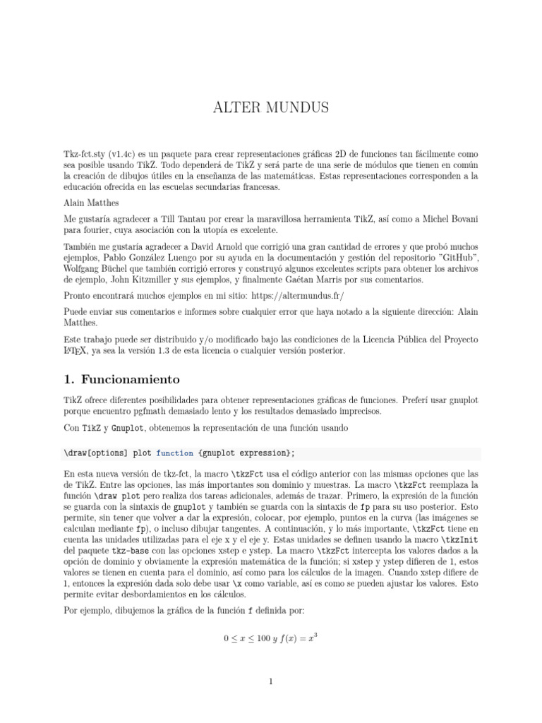Paquete tkz-fct para TikZ y Gnuplot | PDF | Te X