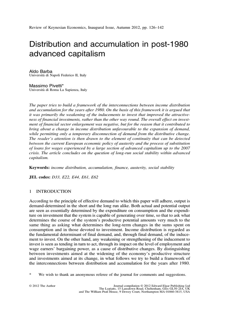 Distribution and Accumulation | PDF | Austerity | Capitalism