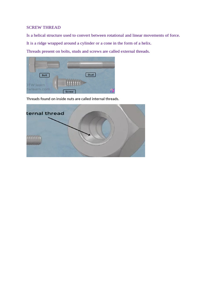 Understanding Screw Threads | PDF