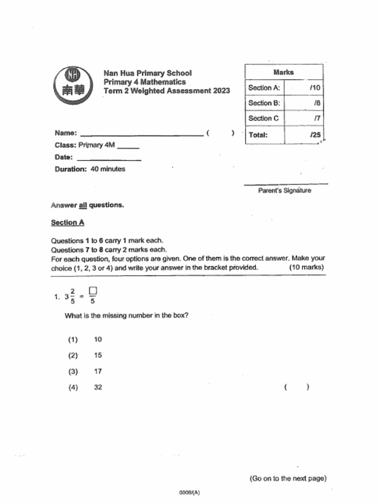 Primary 4 Math Assessments 2023 | PDF