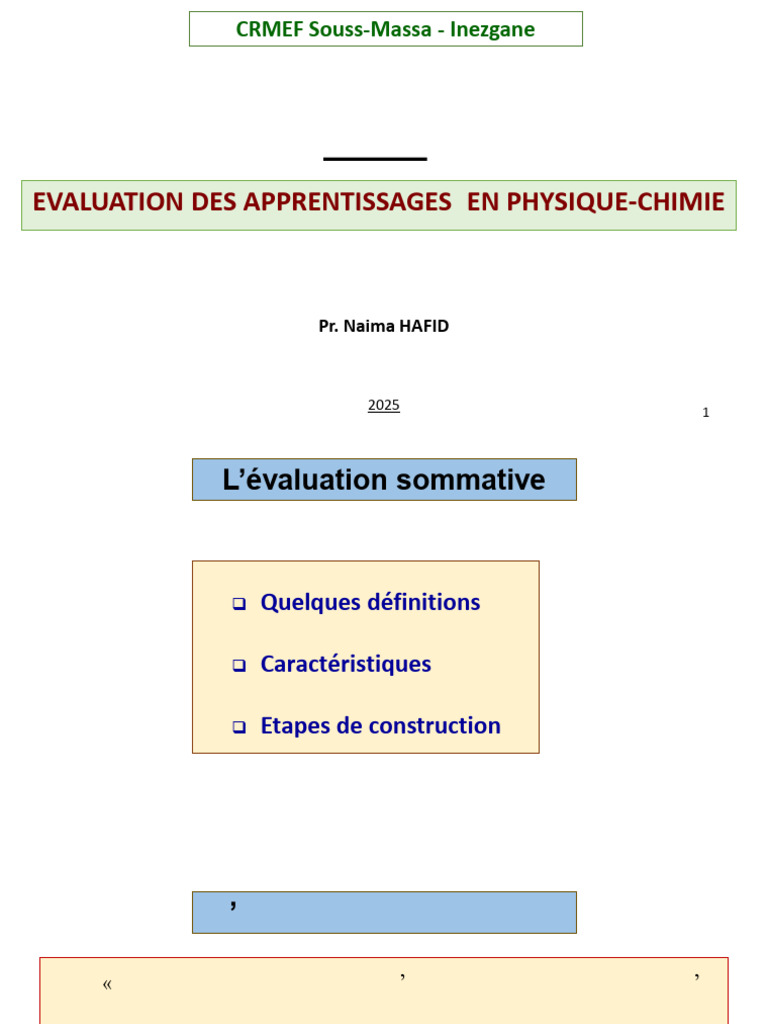 Aperçu Sur L'évaluation Sommative | PDF