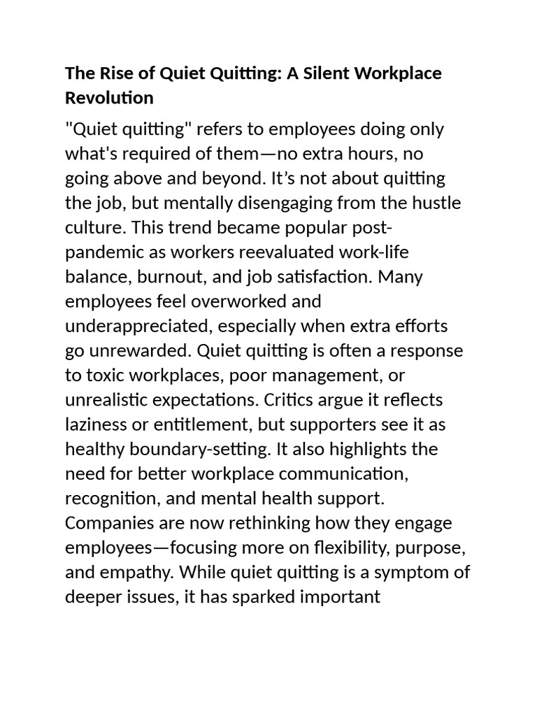 The Rise of Quiet Quitting Trends PDF