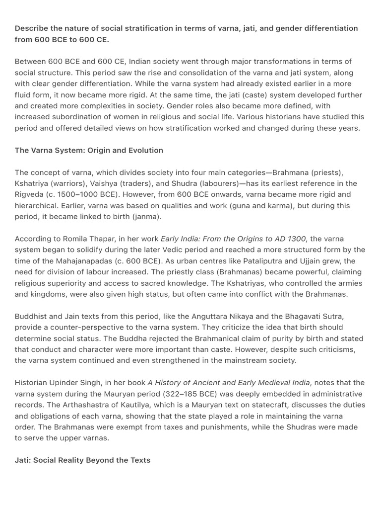 Social Stratification in Ancient India | PDF | Caste | Indian Religions