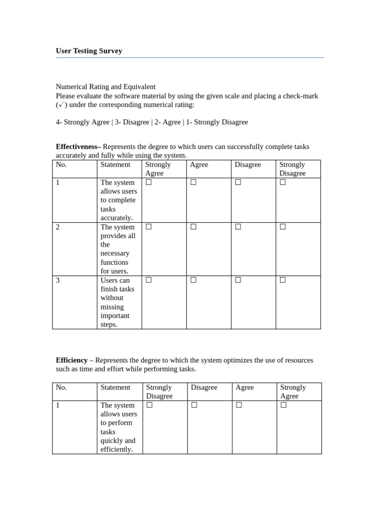 User Testing Survey on ISO 25010 Quality | PDF | Usability