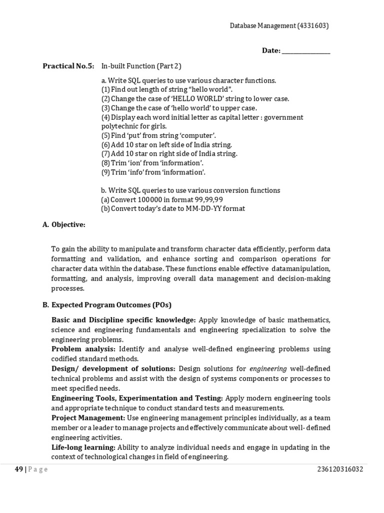 SQL Character and Conversion Functions | PDF | String (Computer Science ...