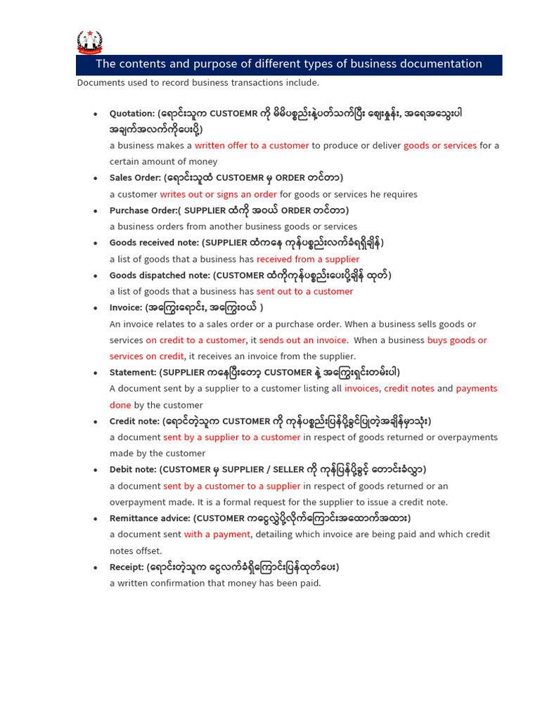 The Content and Purpose of Different Type of Business | PDF | Invoice ...