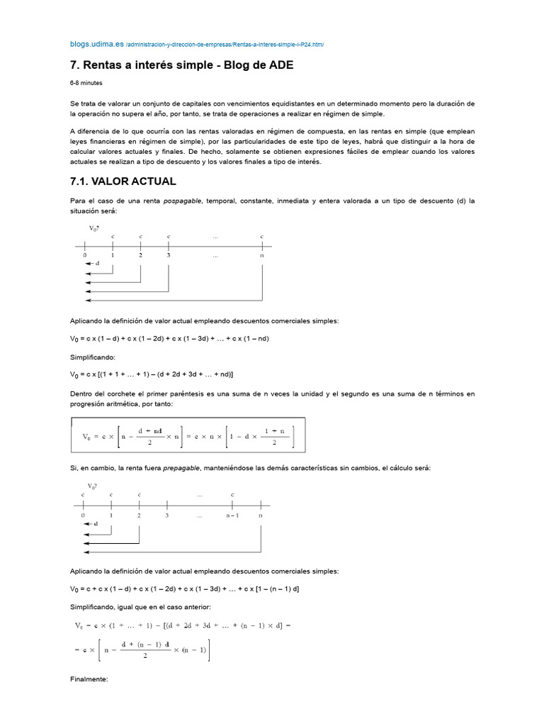3.7 Rentas A Interés Simple | PDF | Matemáticas