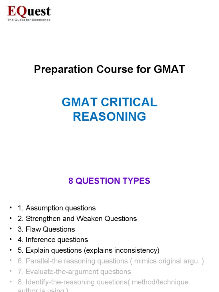 GMAT Critical Reasoning Question Types | PDF | Argument | Inference
