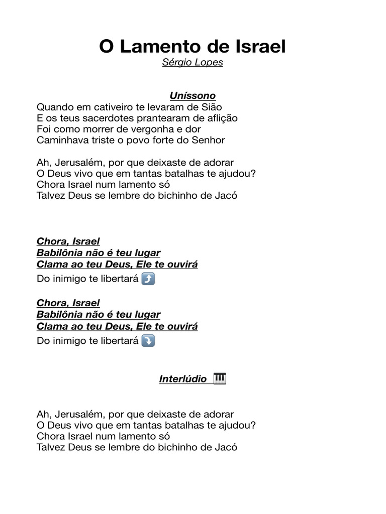 Lamento de Israel: Chora Israel | PDF