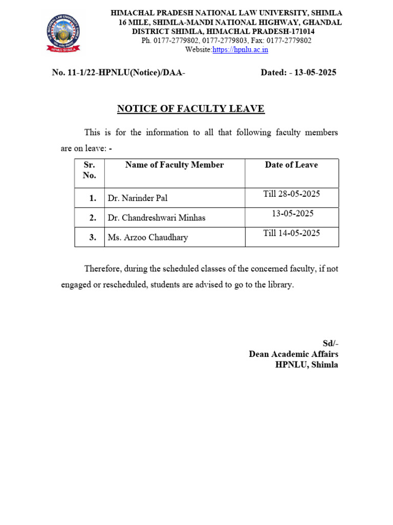 Leave Notice 18 | PDF