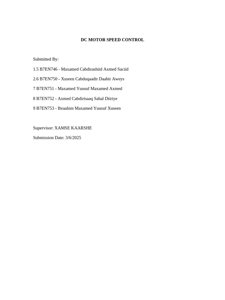 DC Motor Speed Control Report Updated | PDF