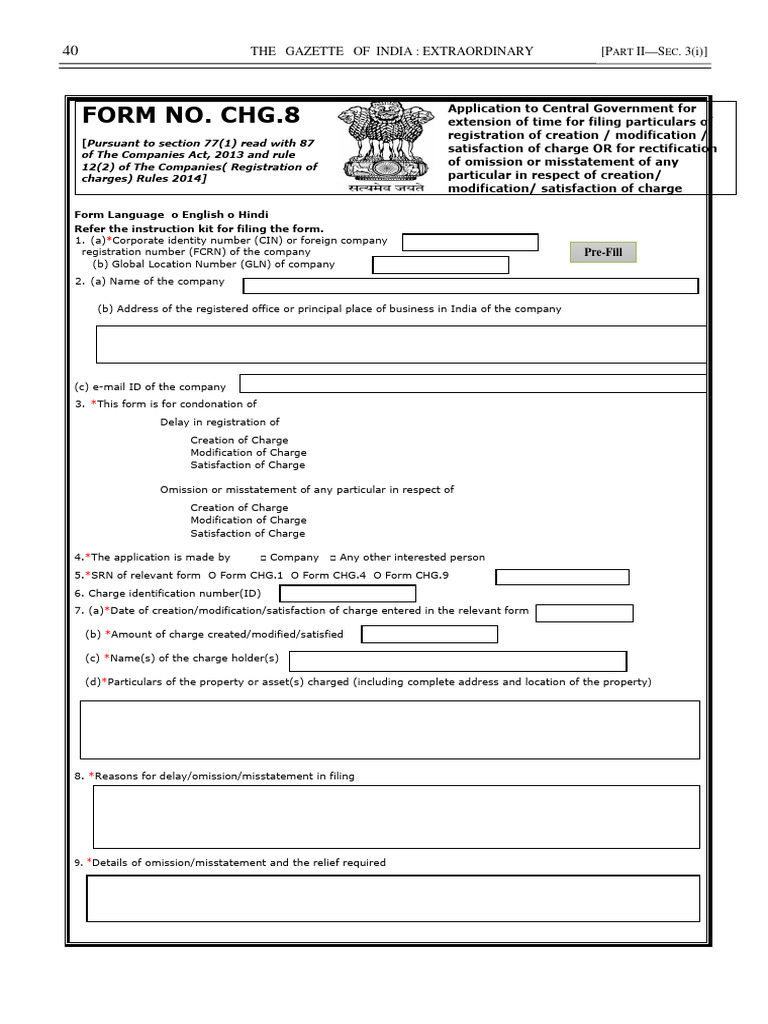 CHG-8 Form for Charge Modification | PDF | Private Law | Corporations