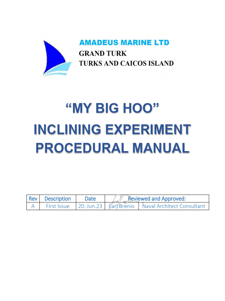 Inclining Test Manual for My Big Hoo | PDF