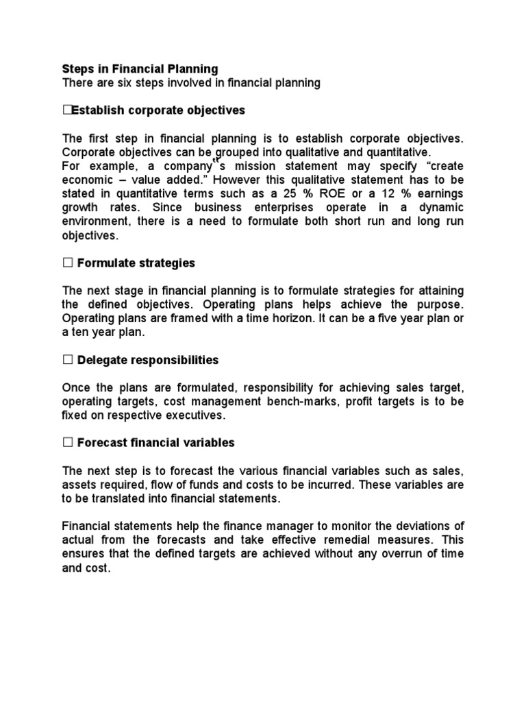 Six Steps in Effective Financial Planning | PDF | Economies | Business