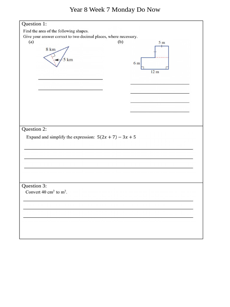Year 8 Week 7 Monday Do NOW | PDF