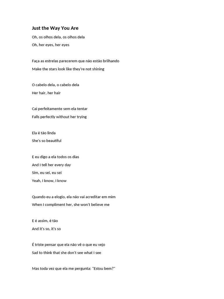 Bruno Mars Tradução Just The Way You Are | PDF | Música gravada ...