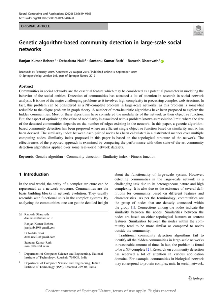 Genetic Algorithm for Community Detection | PDF | Genetic Algorithm ...