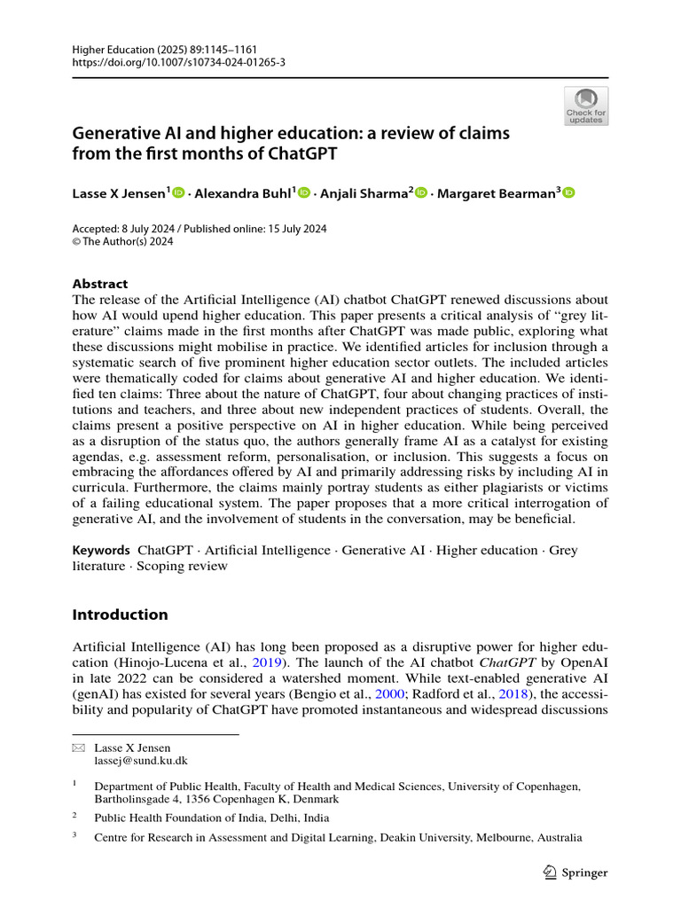 Generative AI's Impact on Higher Education | PDF | Artificial ...