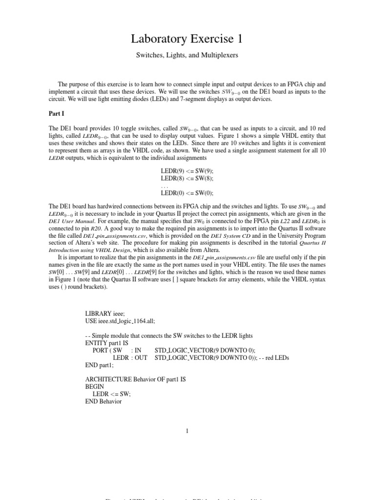 Lab1 VHDL | PDF | Vhdl | Field Programmable Gate Array